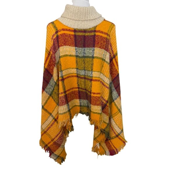 Ruggine Marigold Tunic Poncho Aspen Cape Plaid Pullover Cowl Neck Retro Style - Picture 3 of 12